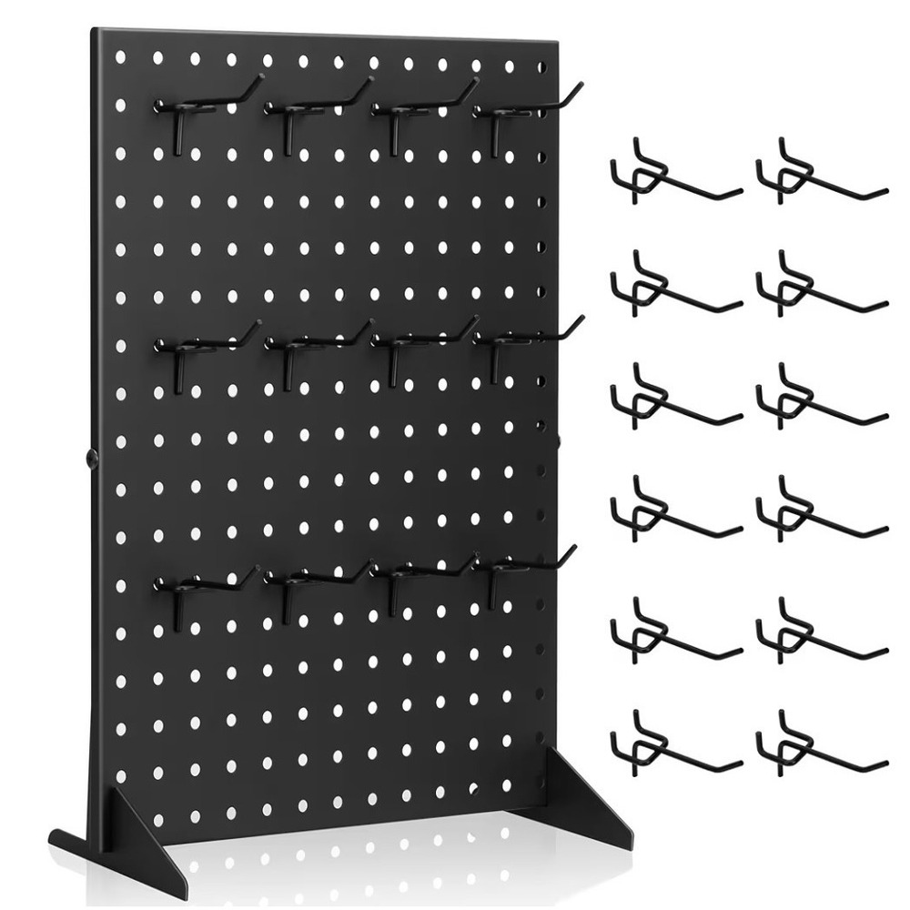 Pegboard Display Stand with 12 Peg Hooks for Craft Show Display Rack, Metal M